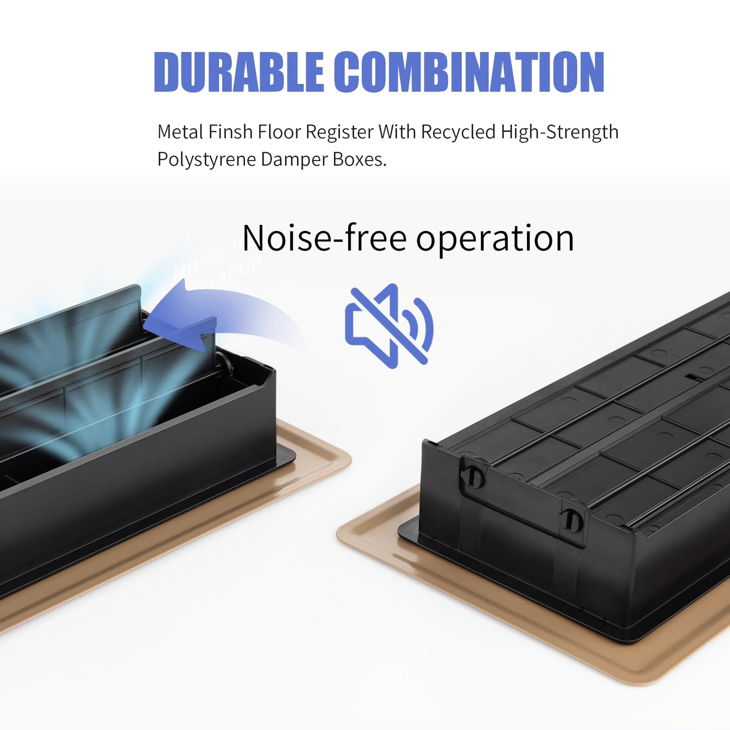BYEWIRE Floor Register 4x10, Adjustable Floor Vent Covers for Home Floor, Wall, Heavy Duty Walkable Steel Floor Vents, Rust-Proof Register Vent Cover, Air Vents 2 Pack Value Set, Brown