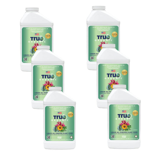 True Organic Liquid All Purpose Plant Food â Organic Fertilizer for Fruits, Flowers, Vegetables, Herbs & Foliage â Indoor & Outdoor Use â 32 fl. oz. â Covers 60 sq. ft.- Case of 6