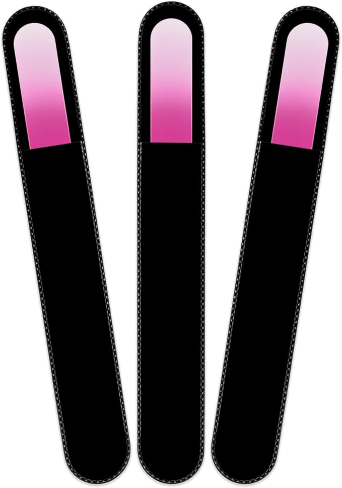Mont Bleu Rainbow Crystal Nail File in Black Pouch - Large/Professional Size - Czech Tempered Glass - Handmade in Bohemia (Czech Republic)