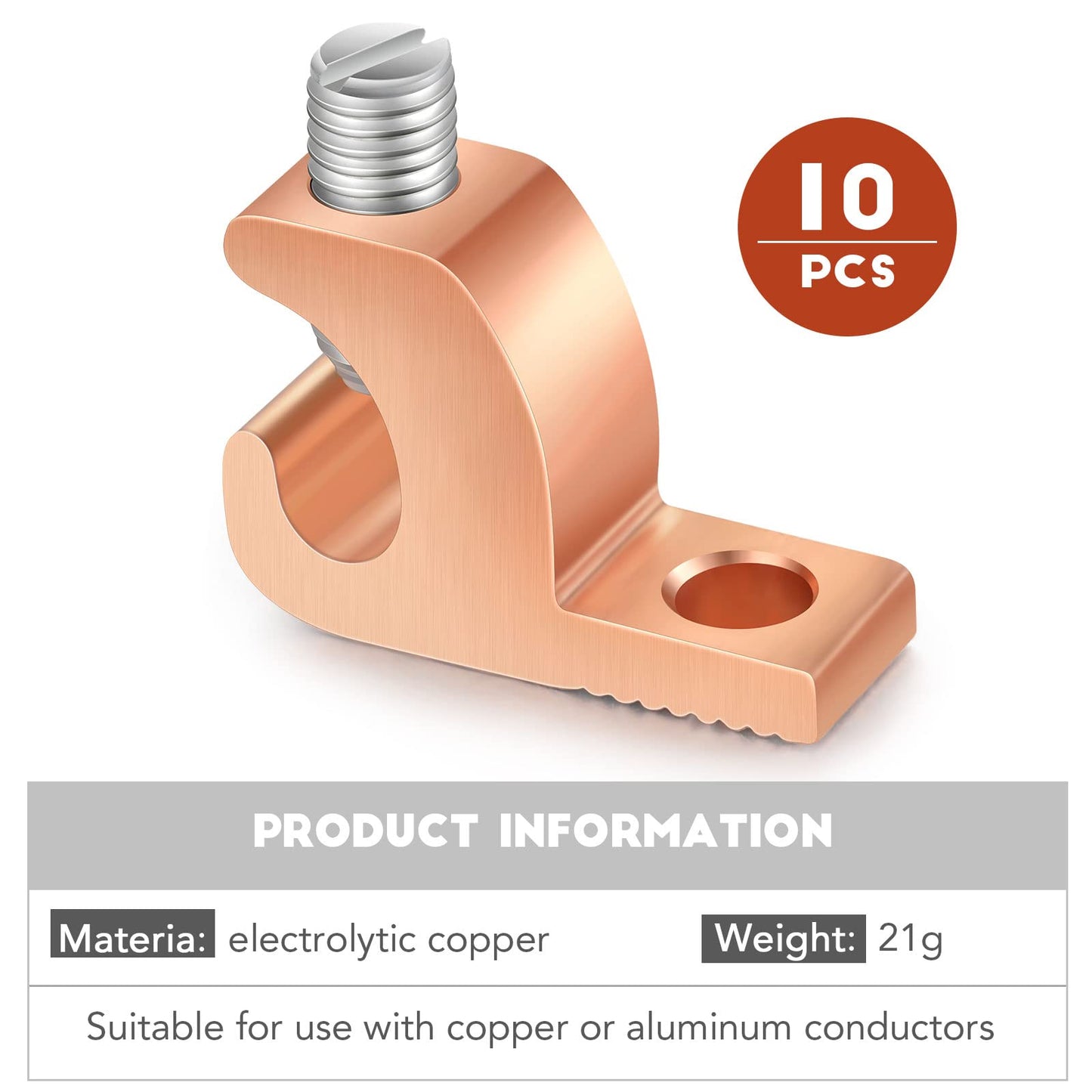 Landhoow 20 Pack Lay in Connector Pool Bonding Lug Copper Conductor Lay in Connector Copper Lay in Lugs AWG for Grounding Swimming Pool and Conduits, 4-14 Wire Range