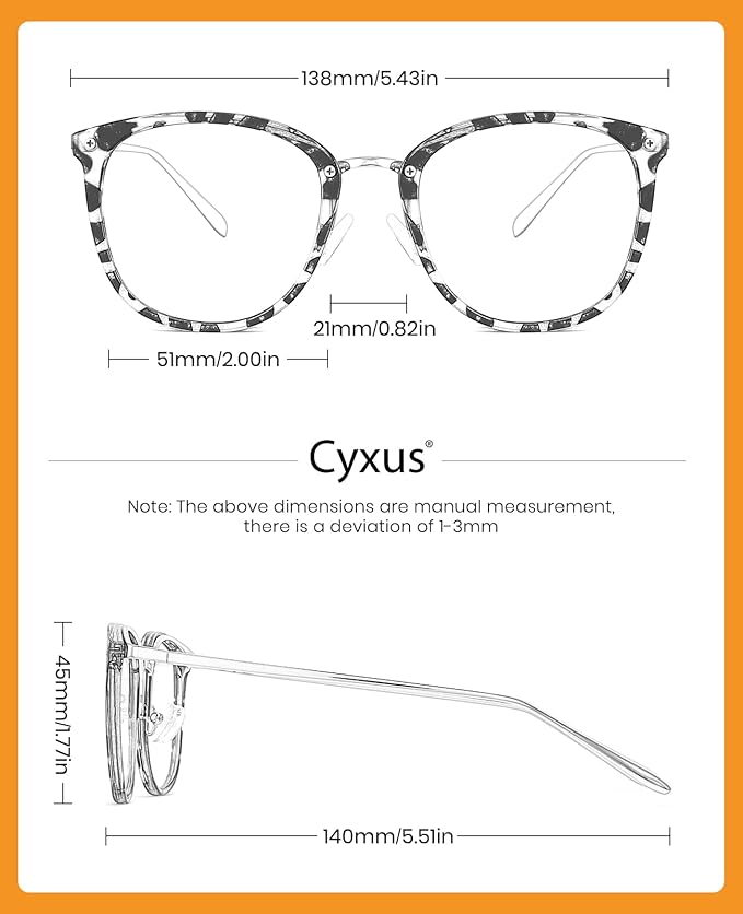 Cyxus 3 Pack Blue Light Glasses for Women, Blue Light Blocking Computer Eyeglasses for Woman Anti Eye Fatigue Eyewear Reduce Headaches