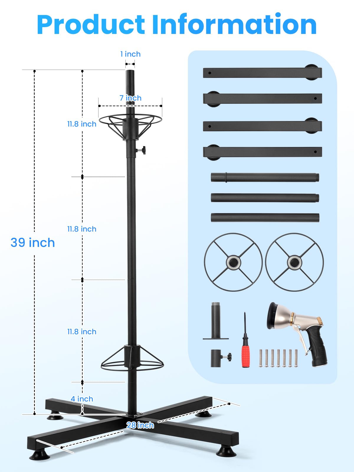 Yozlro Vertical Pool Filter Cleaner Stand Tool with 9‑Mode Adjustable Spray Nozzle, Fast Cleaning, Universal Fit for 3", 4", 6" Filter Cartridges, 360° Deep Cleaning