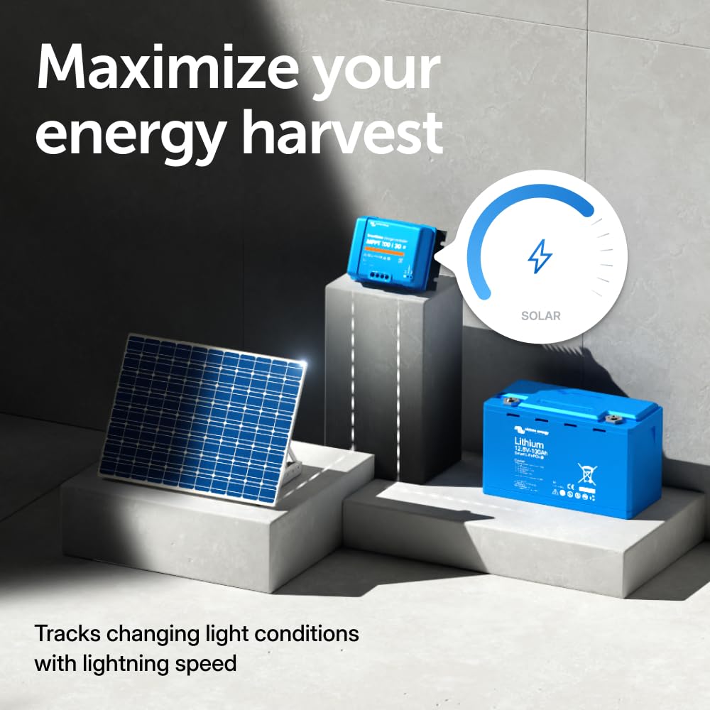 Victron Energy SmartSolar MPPT Solar Charge Controller (Bluetooth) - Charge Controllers for Solar Panels - 100V, 30 amp, 12/24-Volt