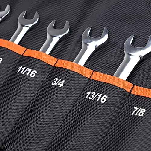YOOFAN Wrench Roll Up Pouch ? Wrench Organizer Bag with Handle, Wrench Holder for Hanging (17+1 SAE)