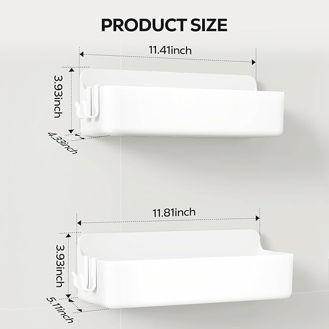Nieifi Adhesive Wall Shelf, Shower Shelves, Shower Organizer for Bathroom Organization (White, 2 pieces)
