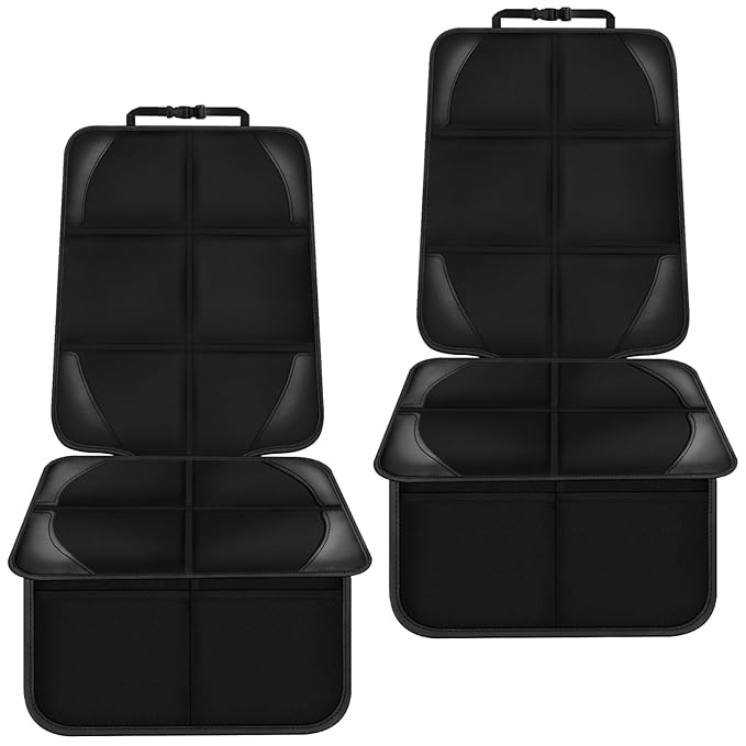 Bacgnyer Car Seat Protector, 2 Pack Carseat Seat Protectors with Thick Padding and Non-Slip Backing, Waterproof 600D Fabric Car Seat Cover for Baby Child Car Seats with 2 Mesh Pockets