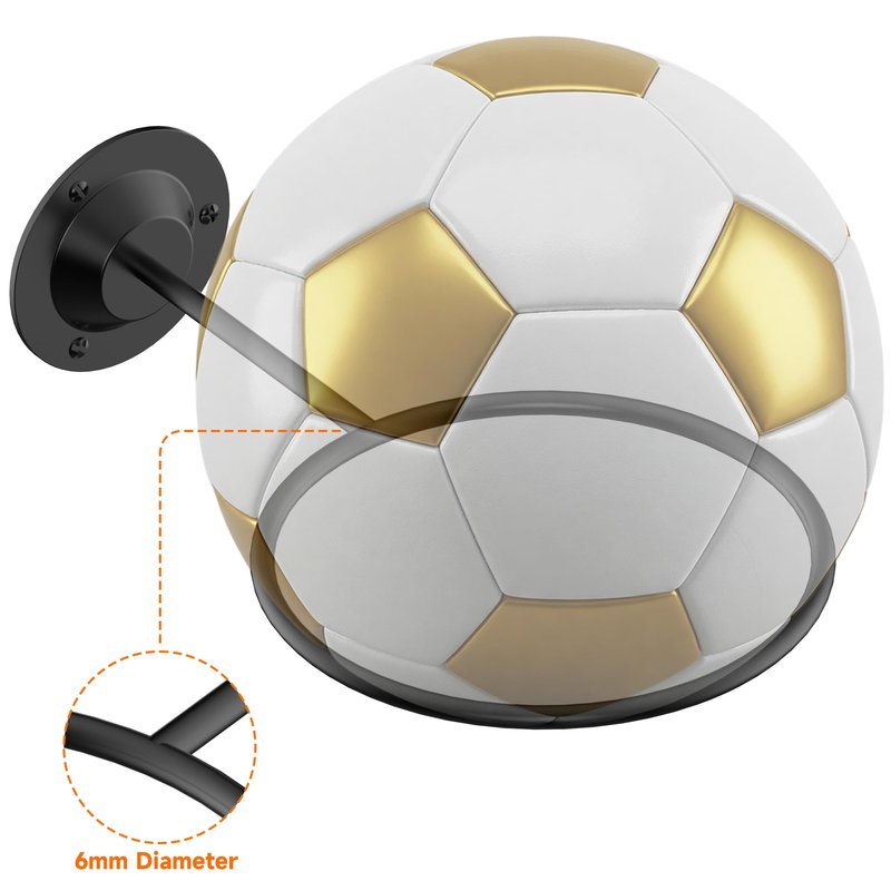 Suchek Metal Ball Holder Rack Wall Mounted, Display Wall Storage for Soccer, Basketball, Volleyball, Rugby, Football (2 Pieces, Black)