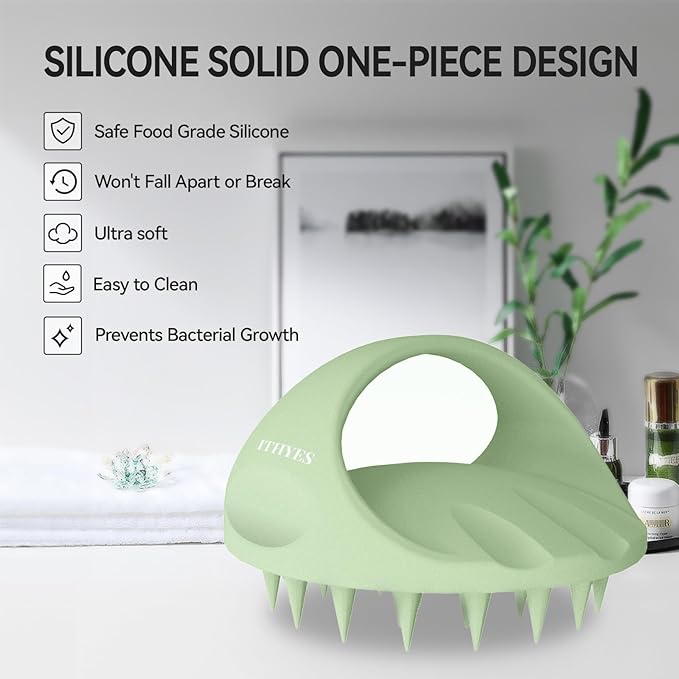 38 Finger Enlarged Scalp Massager, Silicone Scalp Brush Shampoo Brush for Hair Care, Scalp Scrubber, Hair Brush Wet Dry, Scalp Exfoliator for Men Women Pets (Light Green)