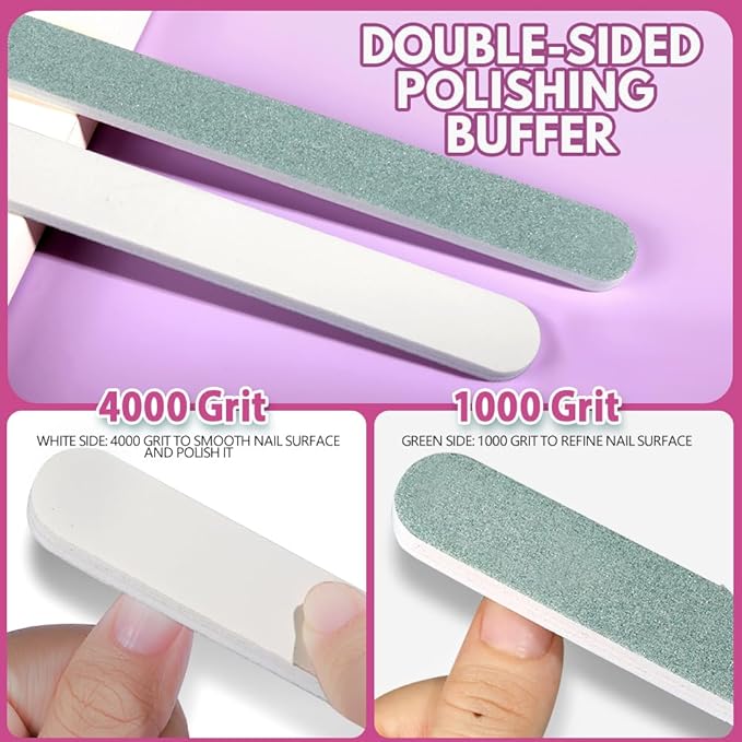 FANDAMEI Nail Files and Buffers, 20PCS Nail File Kit. Rectangular Nail Buffer Block & 100/180 Grit 7 Way Nail File & Polishing Buffer. Nail Prep Kit. Professional Manicure Nail Tools