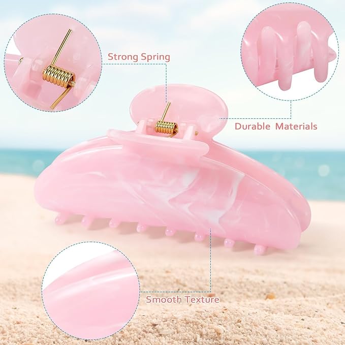 6 Pack Hair Claw Clips for Women - Large Non-Slip Claws for Thick Thin Hair, Cute Hair Barrettes Elegant & Durable, Fashion Hair Accessories Stylish Jaw Clips for Girls Gift(Assorted Colors)
