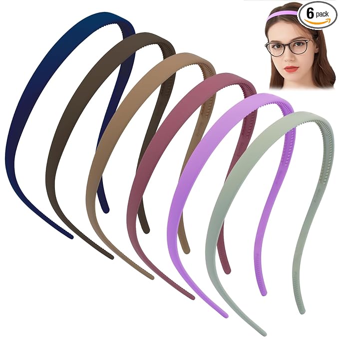 TOBATOBA Headbands for Glasses Wearers No Pressure No Headache Square Sunglasses Headband for Women Comfortable Plastic Hairbands with teeth, Womens Headbands Non Slip 6Pcs