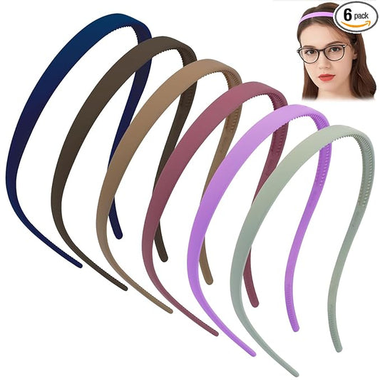 TOBATOBA Headbands for Glasses Wearers No Pressure No Headache Square Sunglasses Headband for Women Comfortable Plastic Hairbands with teeth, Womens Headbands Non Slip 6Pcs