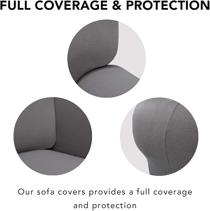 PureFit Super Stretch 4 Seater Sofa Slipcover – Spandex Non Slip Soft Couch Sofa Cover, Washable Furniture Protector with Non Skid Foam and Elastic Bottom for Kids, Pets （XX Large, Light Gray）