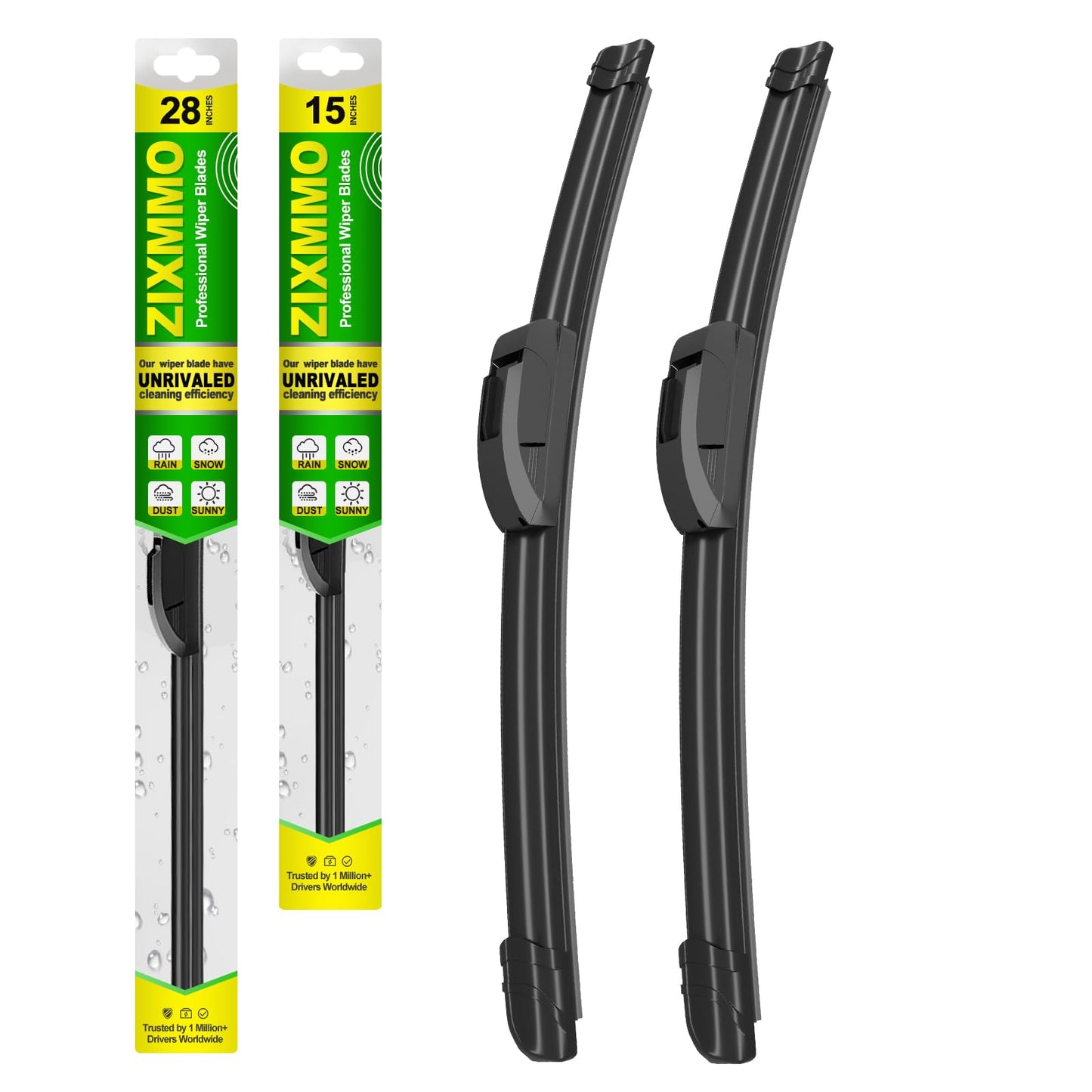 ZIXMMO OEM Quality 28in + 15in Premium All-Season Windshield Wiper Blades for Original Equipment Replacement(Set of 2)