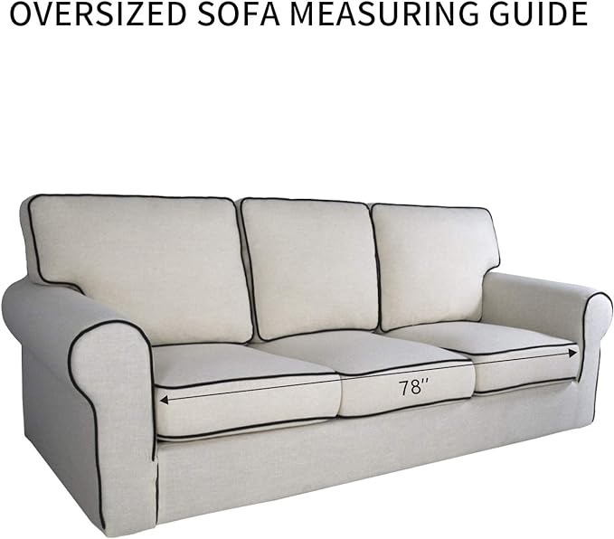 PureFit Reversible Quilted Sofa Cover, Water Resistant Slipcover Furniture Protector, Washable Couch Cover with Non Slip and Elastic Straps for Kids, Pets (Oversized Sofa, Beige/Beige)