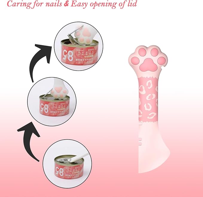 Sheldamy Silicone Pet Food Spoon, Cat Food Can Opener Paw, Wet or Dry Food Short Spoon for Cat Dog With Mini Spatula