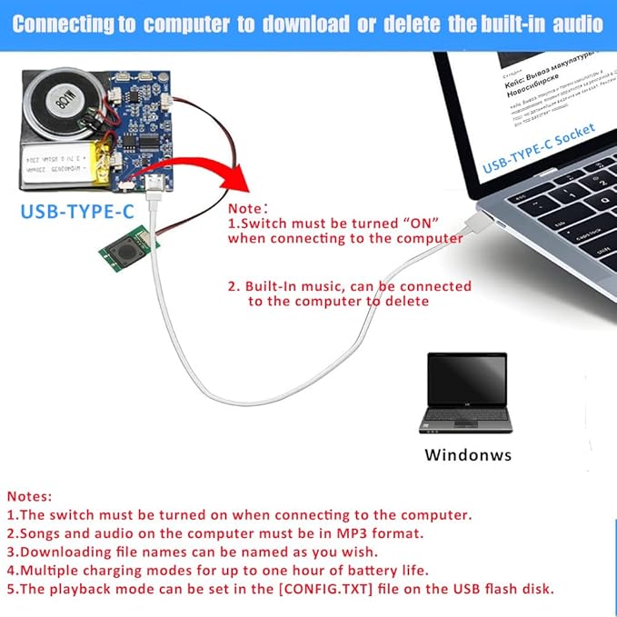 Voice Module,16MB Push Button Activated Sound Module with Speaker, 16Min Easy Sound Recording Chip for Personalized Greetings, DIY Projects, MP3 Music for Crafts, Type-C Cable Charging (Blue-50Pack)