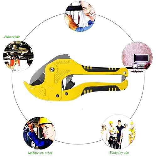 Ratchet PVC Pipe Cutter, for Cutting Up to 1-5/8 inch PVC Pipe and PPR Plastic Hoses, Plumbing Pipe Tool, SK5 Steel Blade and Ergonomic Handle