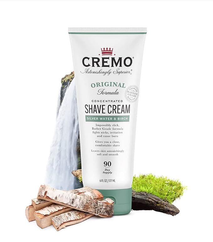Cremo Silver Water & Birch Shave Cream,Astonishingly Superior Ultra-Slick Shaving Cream for Men,Fights Nicks,Cuts and Razor Burn,6 Fl Oz,(Pack of 2)