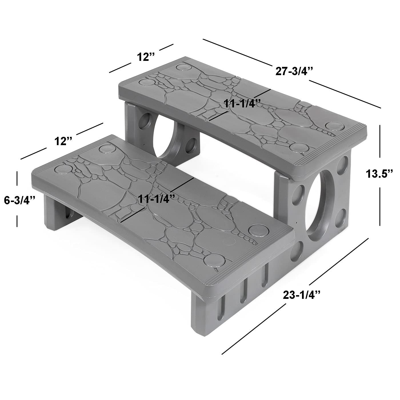 XtremepowerUS Premium Multi Purpose 2-Step Spa Hot Tub RV Campers Deck Steps Deck, Spa, Hot Tub, Bathtub, Swimming Pool Sided Step Non-Slip Steps for Outdoor/Indoor (Gray)