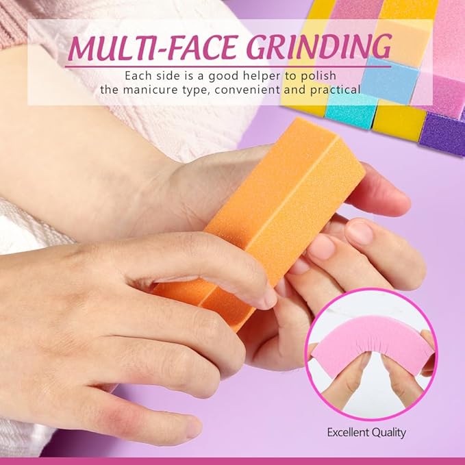 FANDAMEI Nail Files and Buffers, 20PCS Nail File Kit. Rectangular Nail Buffer Block & 100/180 Grit 7 Way Nail File & Polishing Buffer. Nail Prep Kit. Professional Manicure Nail Tools