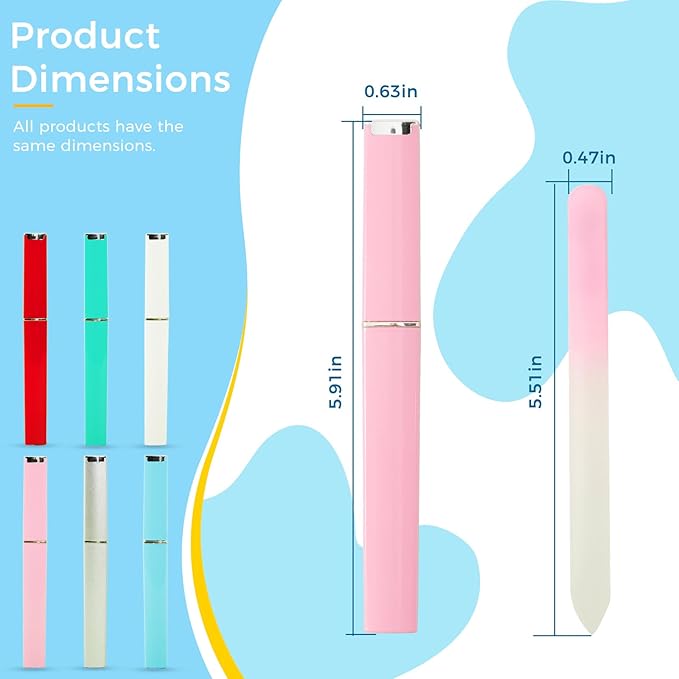 6 Pieces Both Sides Glass Nail File Crystal Glass Nail Files for Natural Nails with Case Glass Files for Nails Finger Nail Files for WomenÃ¯Â¼ÂLight ColorÃ¯Â¼Â