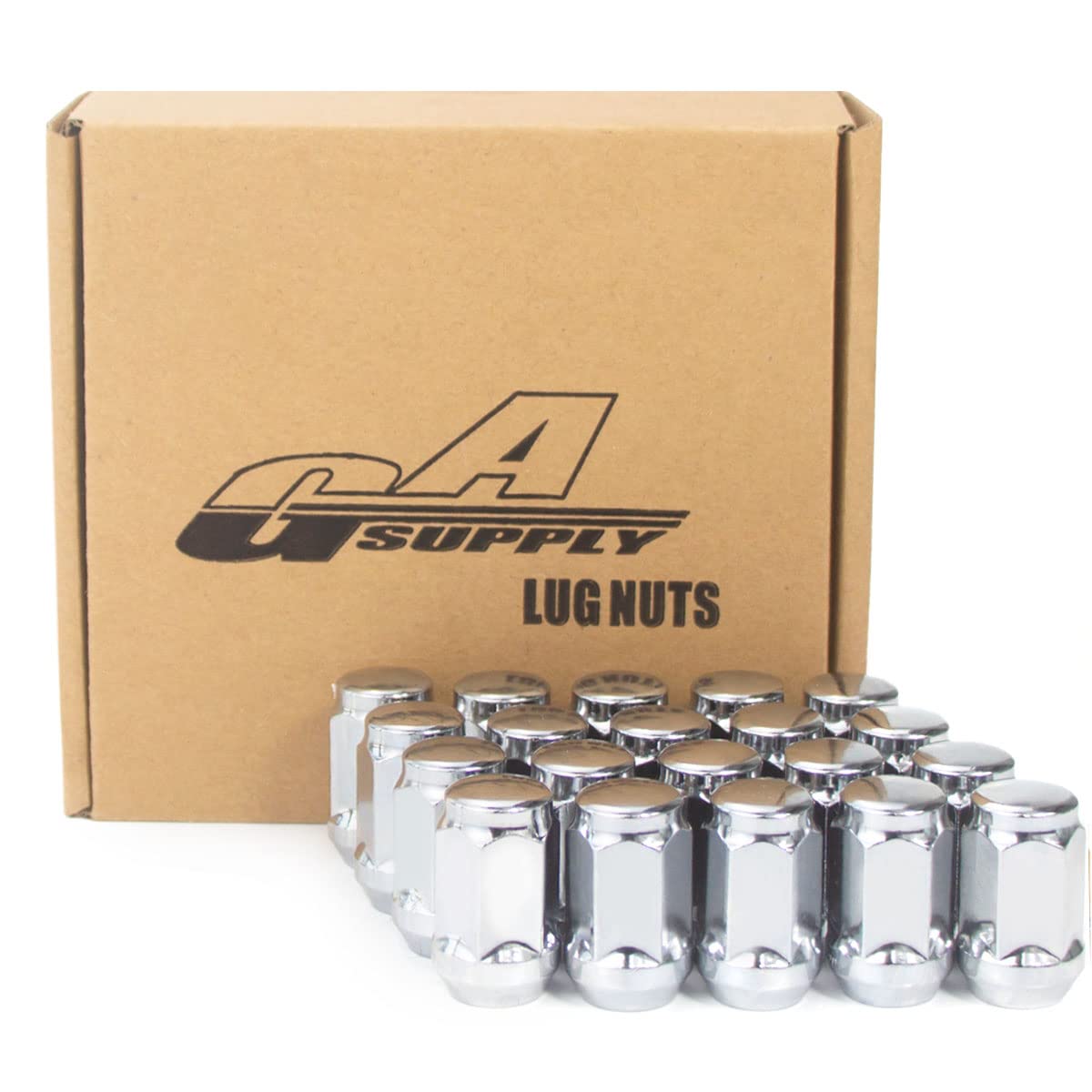 GAsupply 12x1.25 Lug Nuts, M12x1.25 Closed End Bulge Acorn Chrome Lug Nut 3/4" (19mm) Hex 1.38" 35mm Tall, 20 Pack
