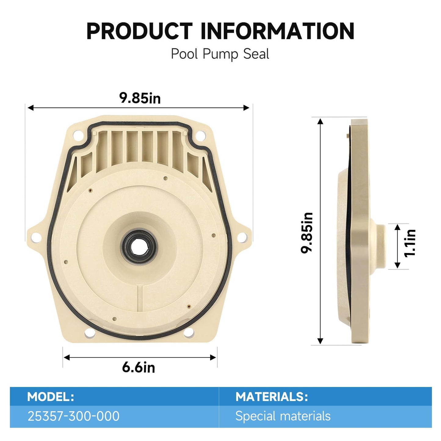 Kolasina 25357-300-000 074564 Seal Plate Fits for Pentair Whisperflo Intelliflo Swimming Pool Pump with Seal Plate Gasket & Shaft Seal PS-1000 & Drain Plugs 071131-192115