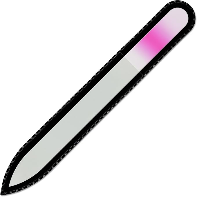 Mont Bleu Rainbow Crystal Nail File in Black Pouch - Czech Tempered Glass - Handmade in Bohemia (Czech Republic)