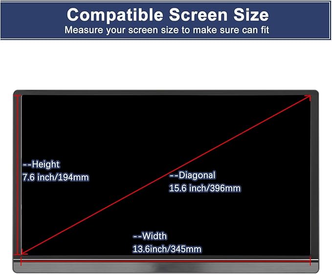 15.6 inch Portable Monitor Screen Protector for Acer/AOC/MNN/KYY/ARZOPA/InnoView/Lepow/ZSCMALLS/Newsoul/ASUS/QQH, etc. 15.6" Portable Monitor, Eye Protection Anti Blue Light Glare UV Blocking Filter