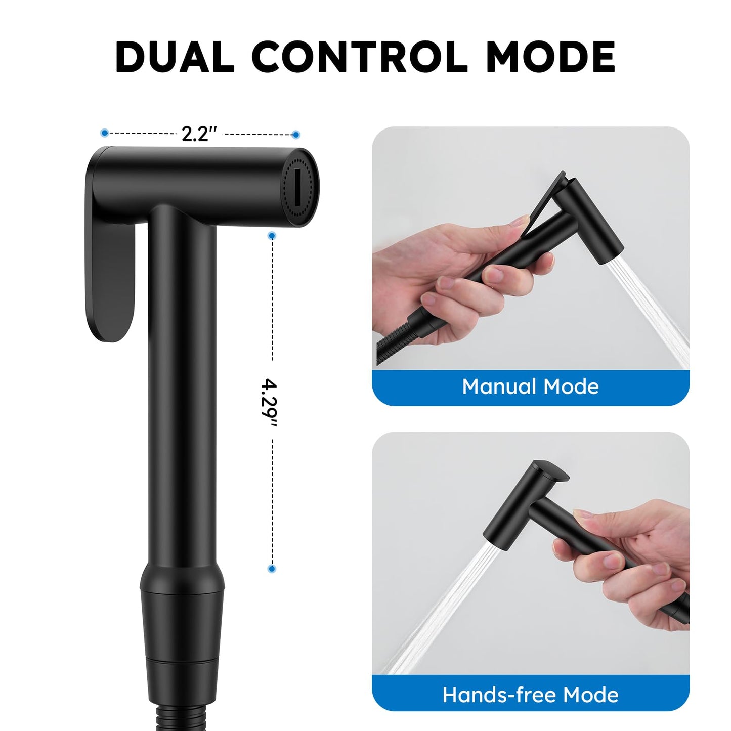 Arofa Built-in Hot and Cold Handheld Bidet Sprayer for Toilet, Black Warm Water Bidet with Adjustable Water Flow, Dual Control Mode Muslim Shower with Spray Hose for Feminine Wash, Wall Mounted