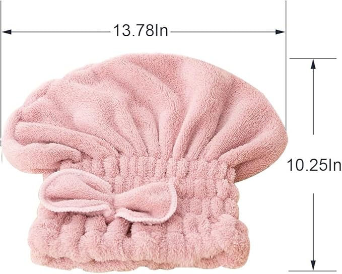 Jseng 2PC Microfiber Hair Drying Caps, Extrame Soft & Ultra Absorbent, Fast Drying Hair Turban Wrap Towels Thick Fluffy Shower Cap for Women