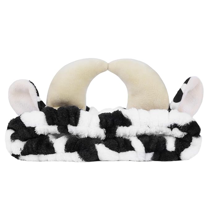 Facial Spa Headband Cosmetic Makeup Skincare Headband for Washing Face Makeup (Cow)