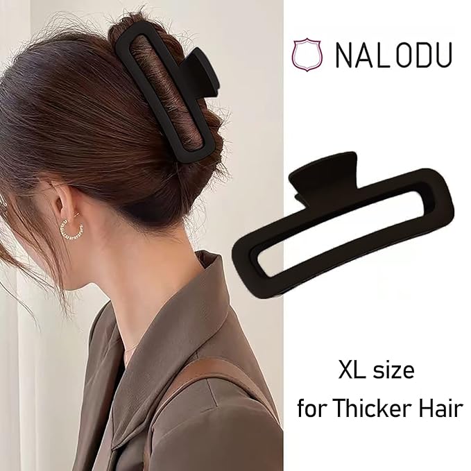 Hair Claw Clips 5 Inch Unbreakable Square Rectangle Clip Clamp Neutral Colors for Thick Curly Long Hair Women - 2 Pack