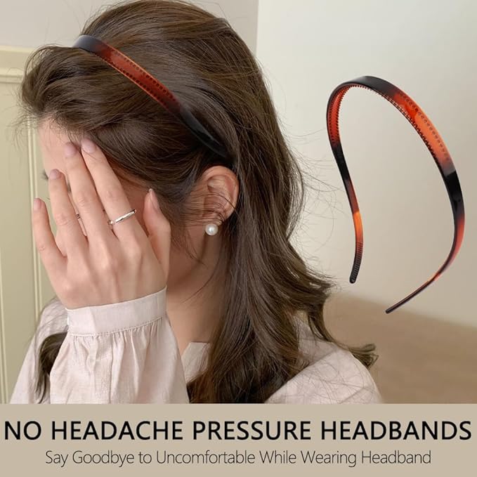 TOBATOBA Headbands for Women Glasses Wearers No Pressure Headache Comfortable Square Sunglasses Headband Plastic Head Bands for Women's Hair Non Slip with Teeth Hair Accessories for Women Girls