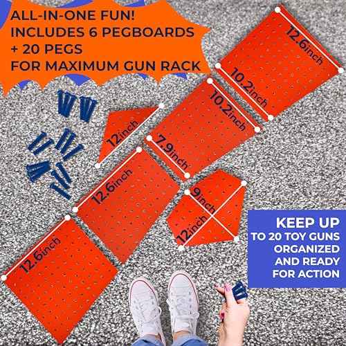 Skywin Wooden Pegboard for Nerf Gun Storage, Nerf Gun Wall Mount Eagle Shape, Compatible with All Blasters, Rack for Wall Organization (Orange)