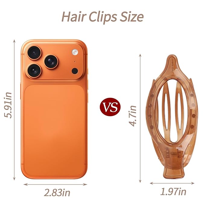 6 Packs Flat Claw Clips for Women, French Concord Flat Hair Clip, Matte Curved Hair Claws Clip, Lay Down Claws Clips, Durable Strong Hold Hair Clip (Amber)