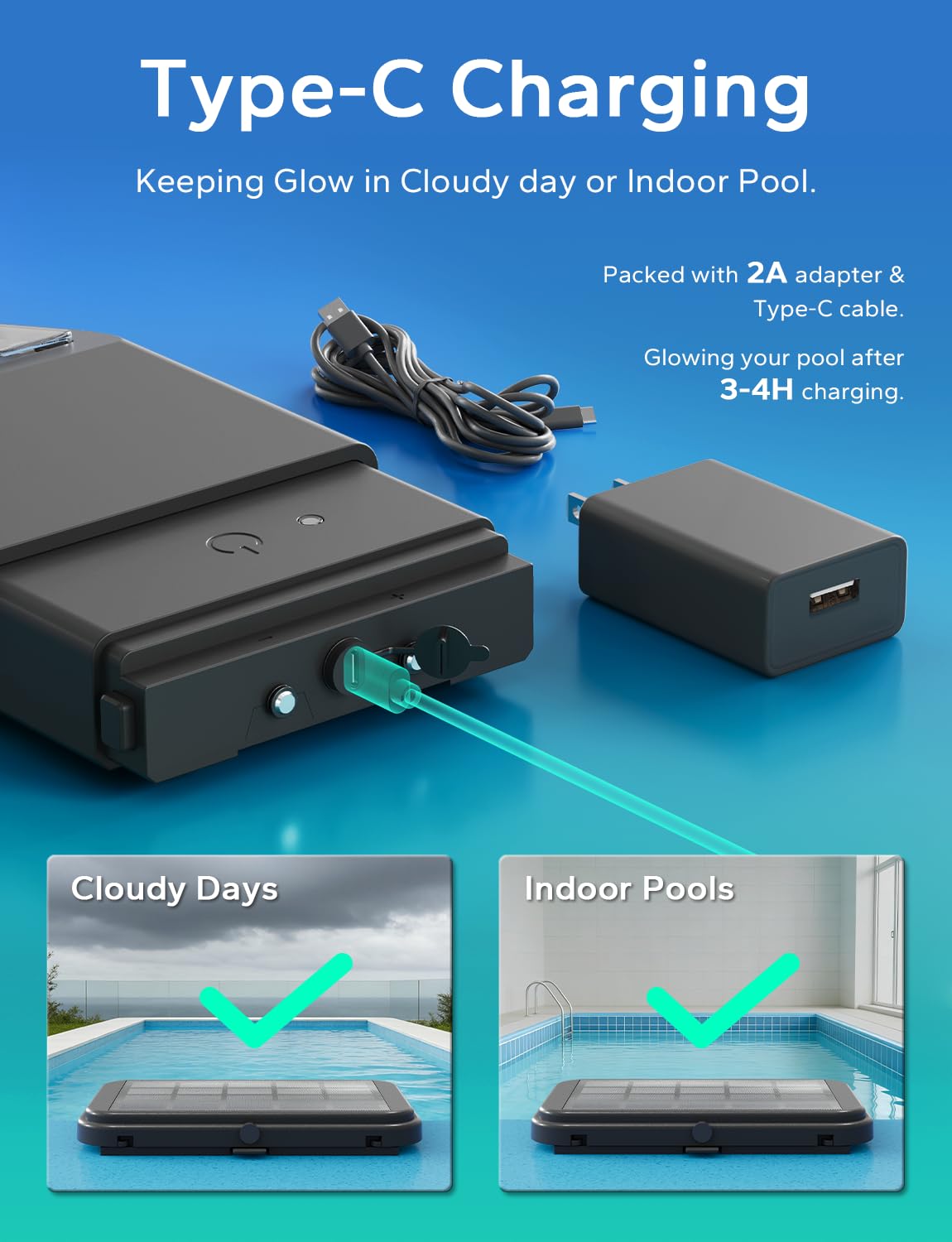 KARTOOSH Solar Pool Lights for Inground Pool - Upgraded Extendable 10000mAh Wireless Underwater LED Lights, 29 RGB Colors 4 Modes, Light Sensing with Timer, Remote Control, Waterproof Design