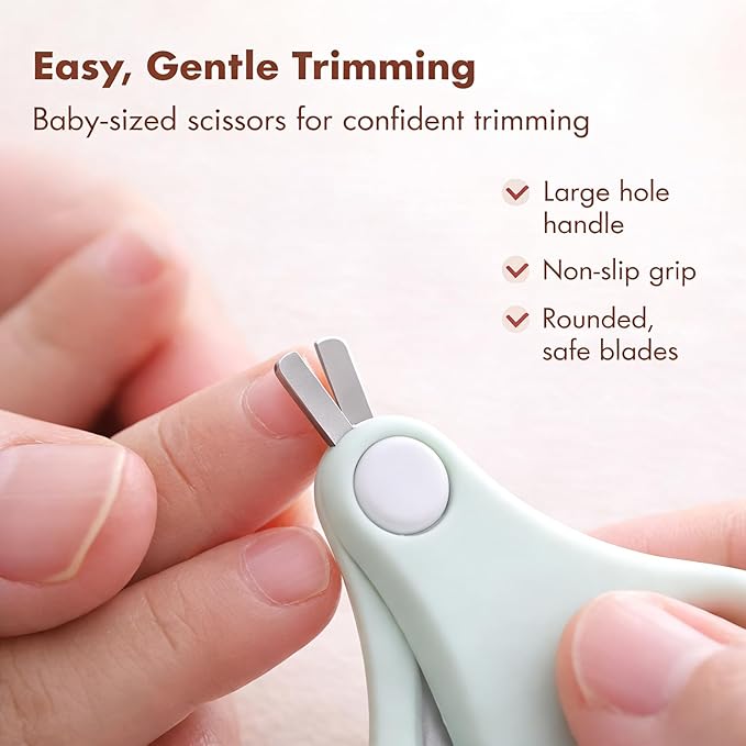 Baby Nail Kit, 4-in-1 Baby Nail Care Set with Cute Case, Baby Nail Clippers, Scissors, Nail File & Tweezers, Baby Manicure Kit and Pedicure kit for Newborn, Infant, Toddler, Kids-Owl Green