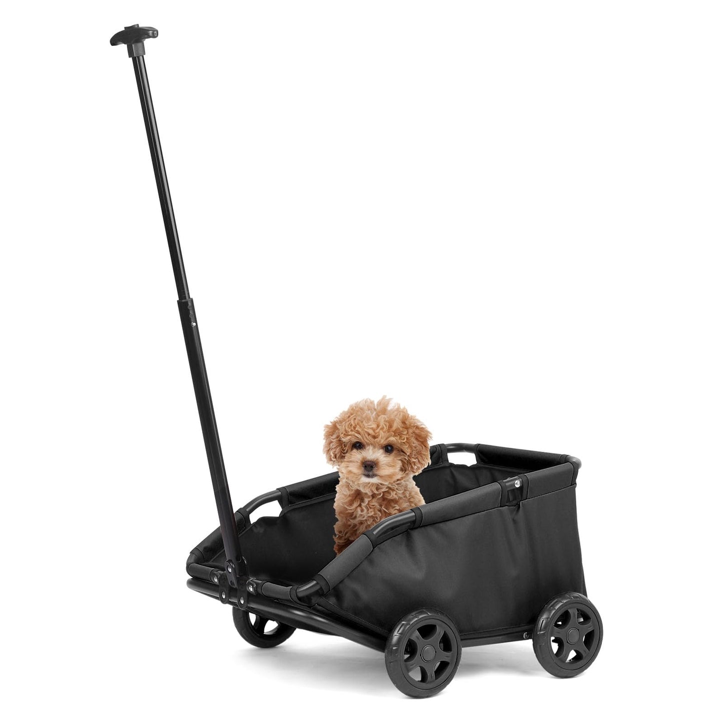 Foldable Pet Wagon with Handle, Pink and Black, Rolling Dog Stroller Cart (Black)