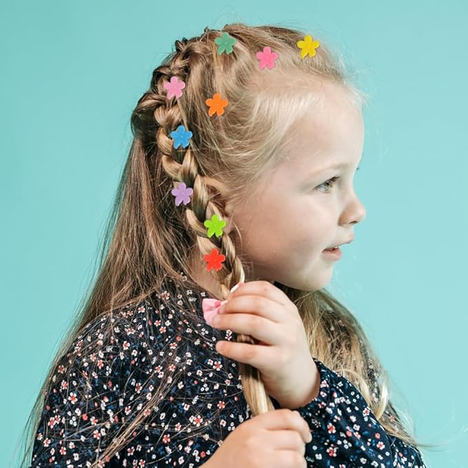 Mini Flower Hair Clip Flower Clips,Colorful Mini Hair Claw,for Women, Girls,Baby, Toddler Bangs Strong Grip Small Tiny Rainbow Hair Clips (100, Assorted)