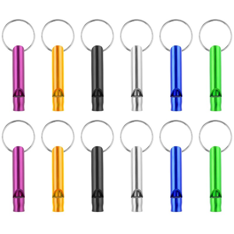 Mabor 12Pcs Aluminium Safety Whistle Keychain Emergency Whistle Survival for Camping Hiking Loud Whistles Emergency for Women Defense Outdoor Sports Boating Hunting
