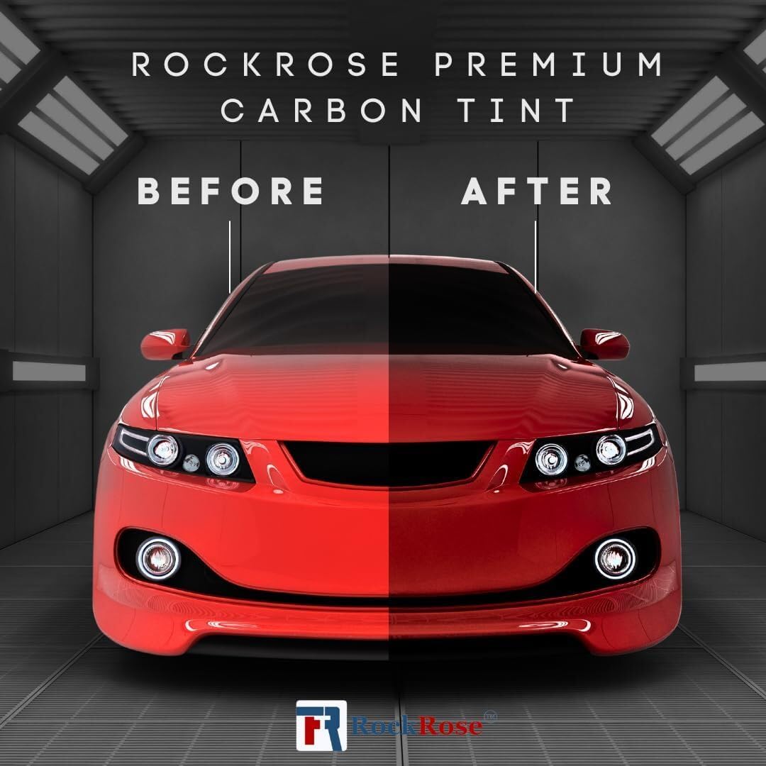 RockRose 20% Premium Carbon Car Window Tint Film 20 in x 10FT 2PLY Charcoal Privacy Film UV, Heat Blocking Tint for Car or Home Adhesive Film Easy Shrink, Plotter Friendly Pro Grade