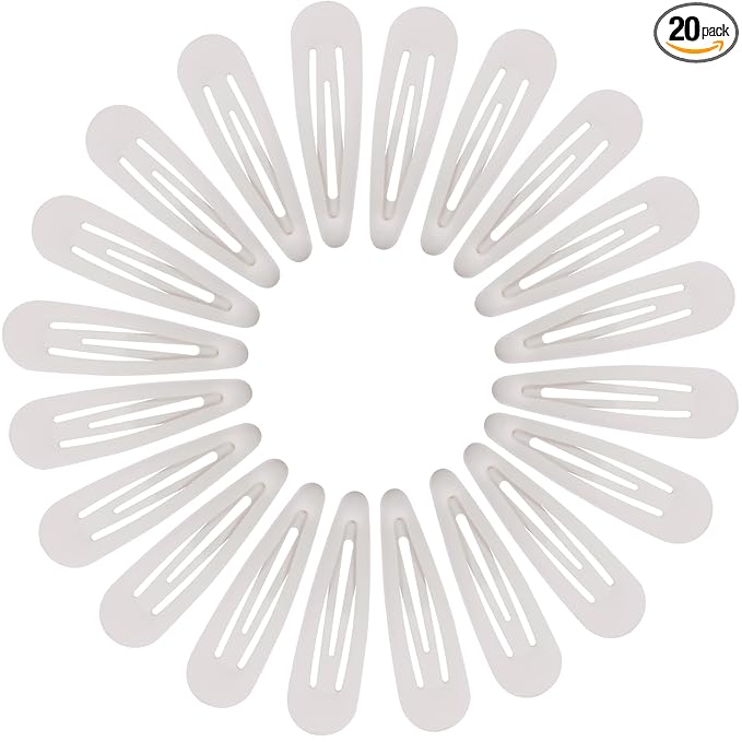 Small Hair Barrettes For Women No Slip Metal Snap Clips For Thin And Fine Hair,Matte White,20 PCS,1.97 x 0.5 Inch.