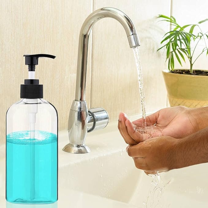 Empty Plastic Pump Bottles Dispenser 2 Pack 32oz/ 1 Liter Portable Clear BPA-Free Cylinder Shampoo Lotion Hand Pump Bottle Durable Refillable Containers (Clear, 32 Oz, 2 Pack)