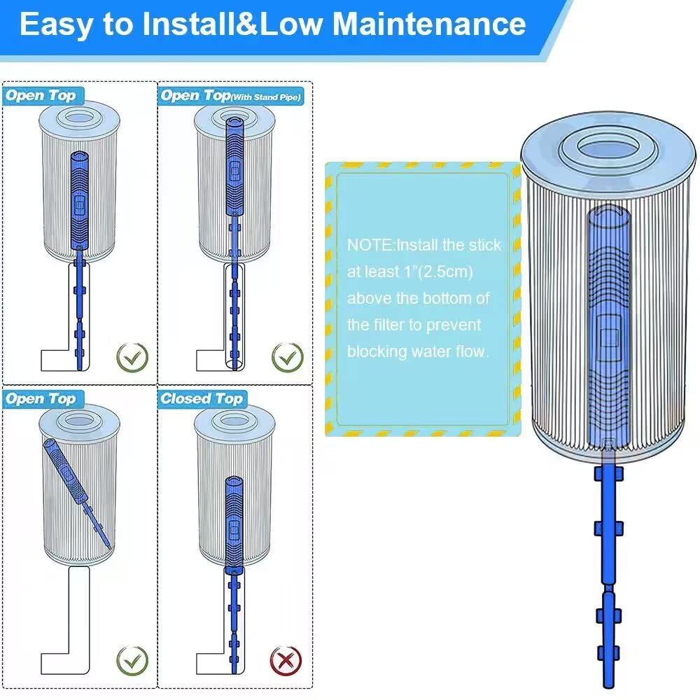 Joepoe SPA Mineral Sticks for Hot Tub, Hot Tub Stick with 4 Months Lifetime Universal for Hot Tub & Pool, Spa Mineral Cartridge Keeps Water Crystal Clear (Blue,2-Pack)