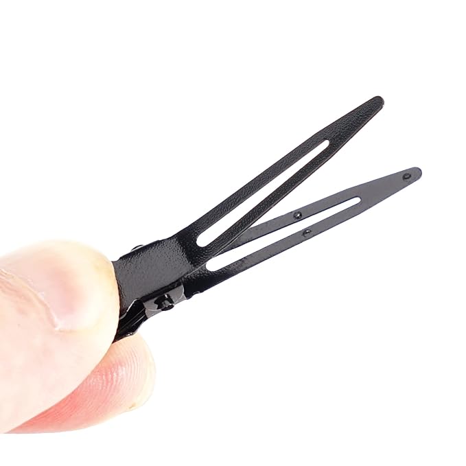 Qearl 120 PCS 1.77" Single Prong Curl Clips Black Curl Pins Duckbill Clips Metal Alligator Clips for Hair Extensions Styling (Black)