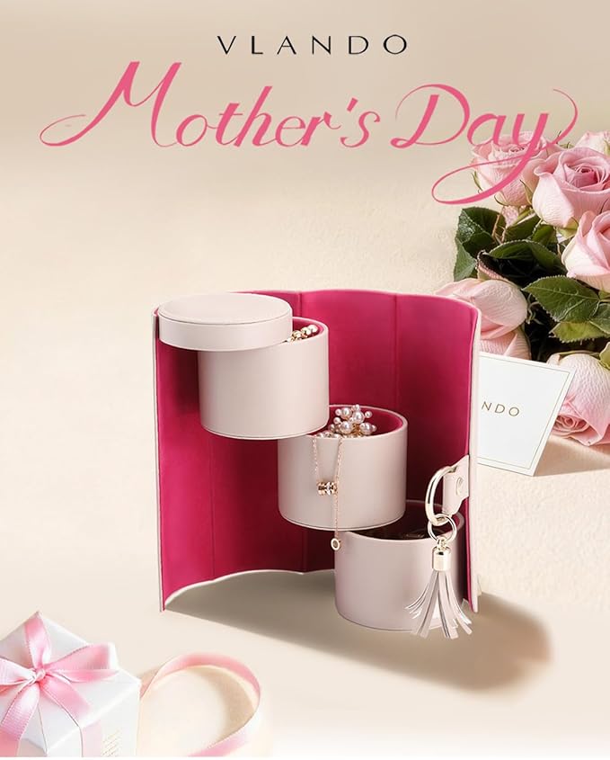 VLANDO Viaggio Mothers Day Gifts Her - Small Jewelry Case Box - Travel Essential Accessories for Women, Travelers, Couples, Mom, Friends, Bridesmaid