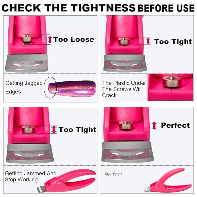 Pink Adjustable Artificial Acrylic Fake Nail False Nail Tip Clipper Cutter Trimmer Manicure Pedicure Sharp Blade Clip Tool For Salon Home Nail Art Beauty Design DIY