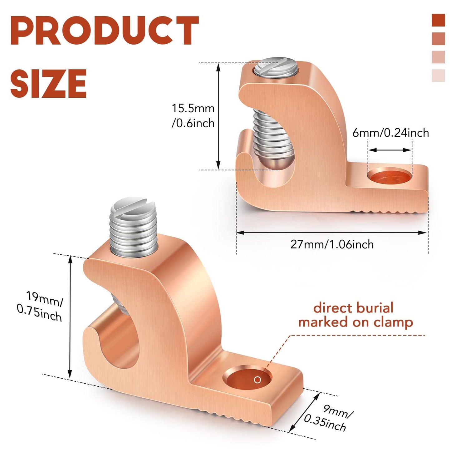 Landhoow 40 Pack Lay in Connector Pool Bonding Lug Copper Conductor Lay in Connector Copper Lay in Lugs AWG for Grounding Swimming Pool and Conduits, 4-14 Wire Range
